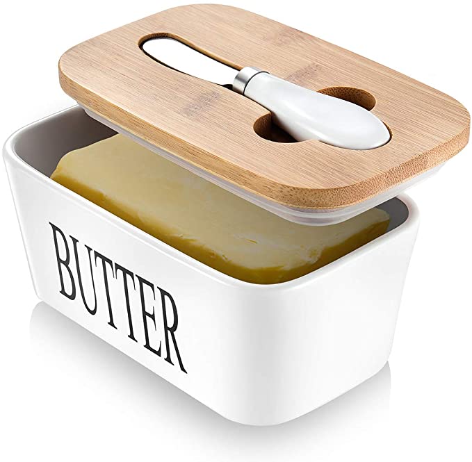 AISBUGUR Butter Dish with Lid and Knife.