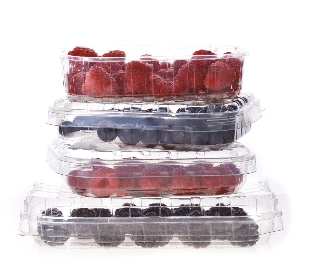 Berries in a plastic container. 