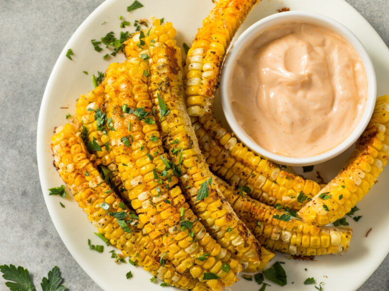 corn ribs with dipping sauce