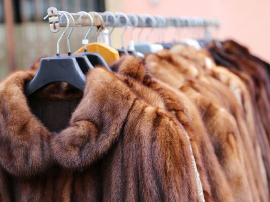 A rack of fur coats