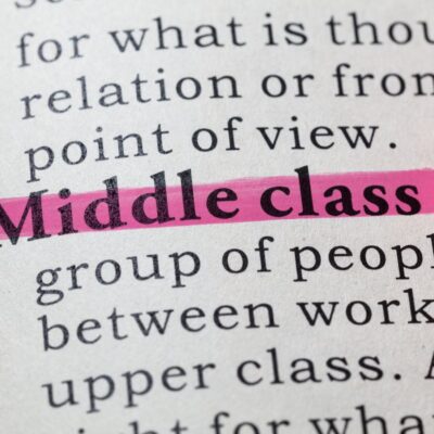Dictionary highlighted with middle-class definition