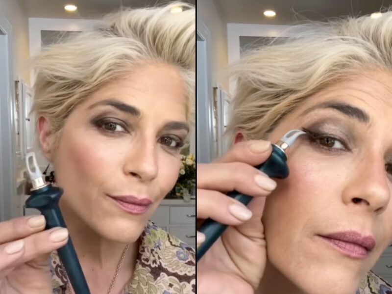 Selma Blair demonstrating how to use the Glide Eyeliner Duo