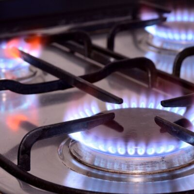 close up of a gas stove flame