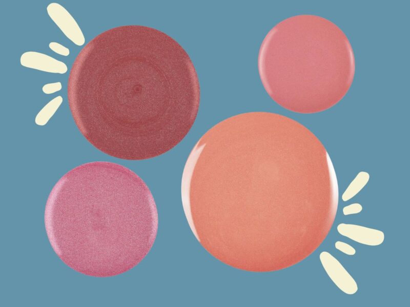 Circular swatches of various Daniel Sandler Watercolour blush colors