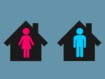 Illustration of a stick figure man and woman living in separate houses
