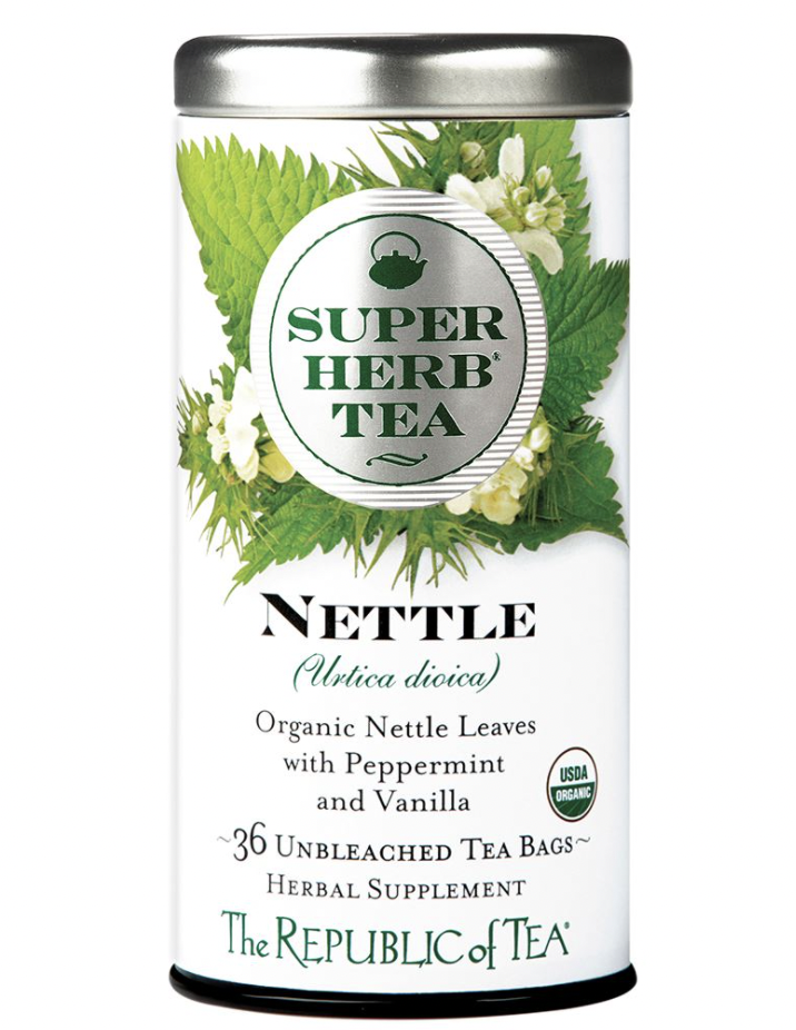 Super Herb nettle leaf tea on a white background 