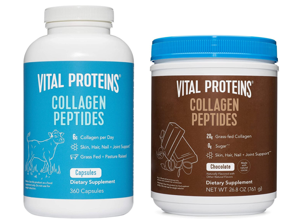 Vital Proteins Collagen peptide powder, regular and chocolate