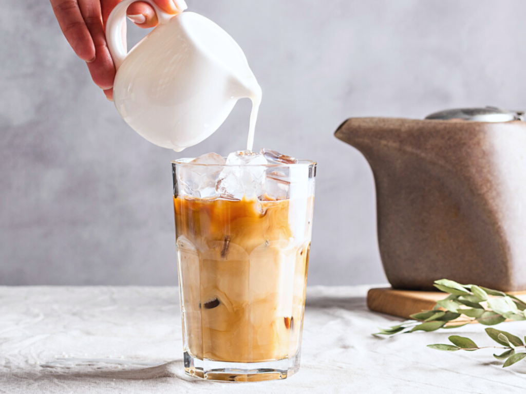Cold brew coffee with milk, creamer